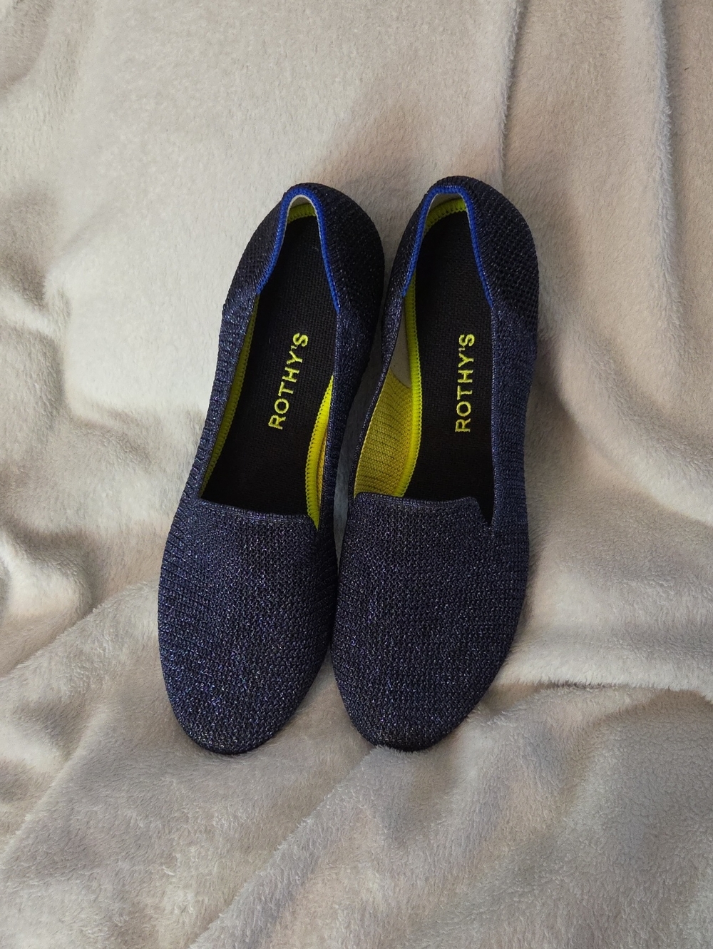 NWOT Rothys Loafer Metallic Navy Sz 9.5 Women